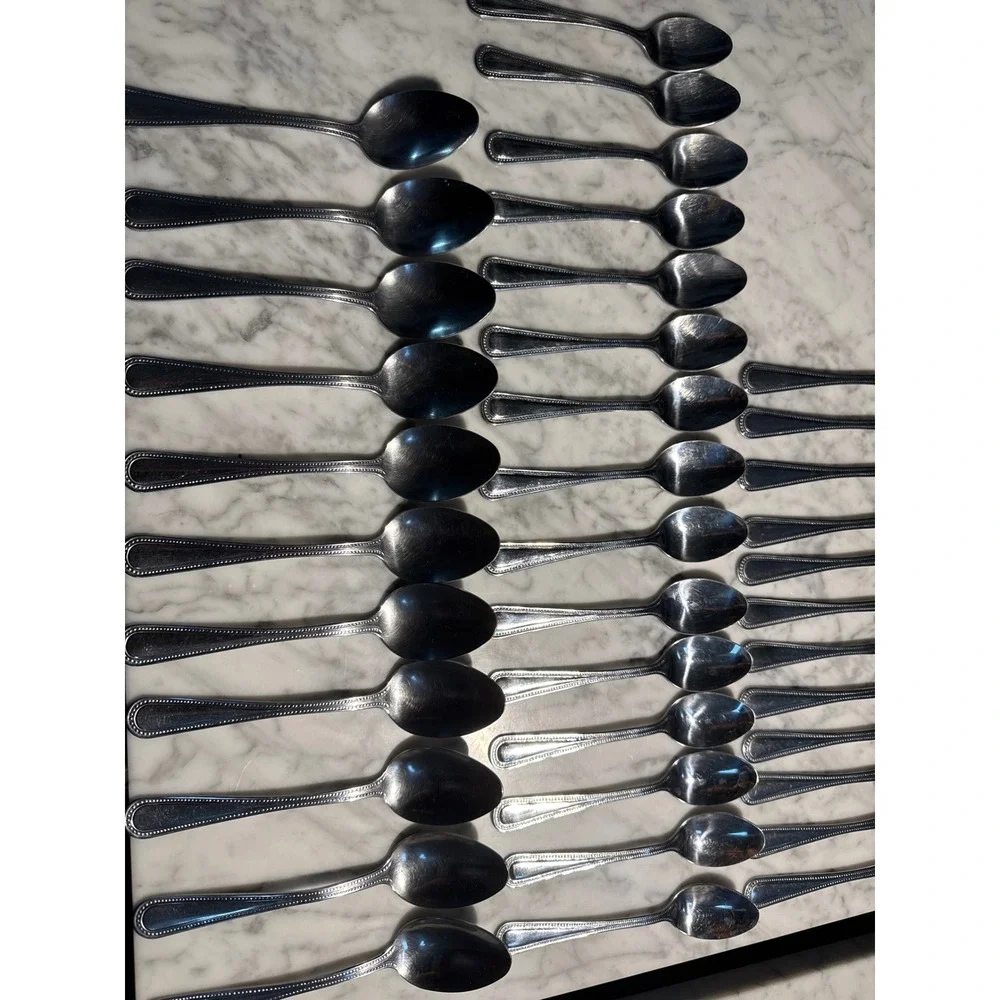 Smart & Final Stainless Steel Beaded Flatware Set 38pc Forks & Spoons Thailand